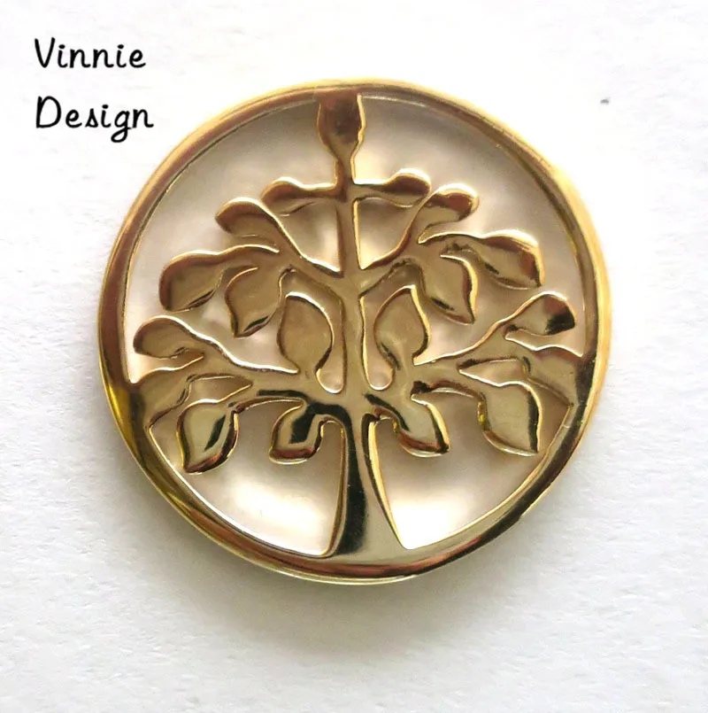 Vinnie дизайн ювелирных изделий розовое золото Древо жизни монета помещается в 35 мм