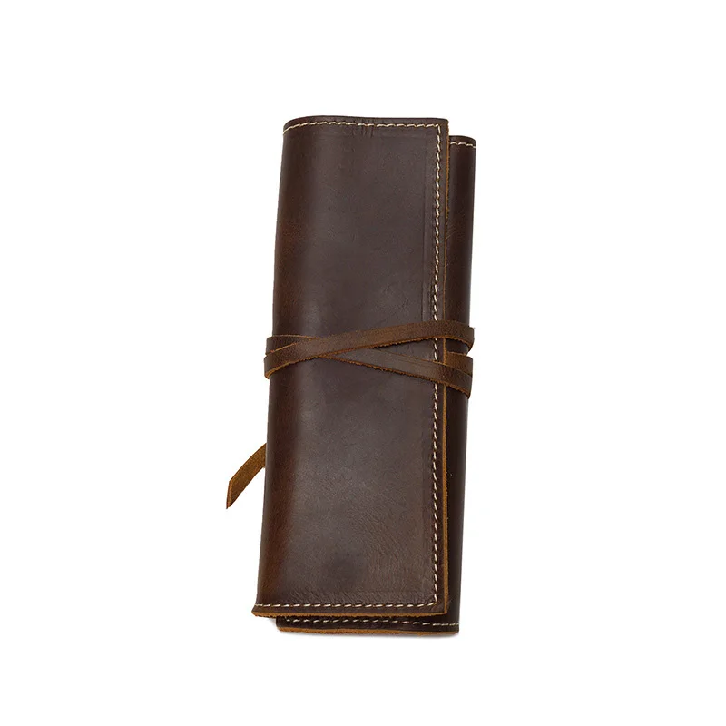 

New Vintage Genuine Leather Men Wallets Purse Pens Pencil Pouch Pocket Case Handmade Organizer Pen Holder Bags Tool Purse Walet