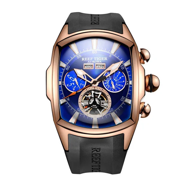 Reef Tiger Aurora Serier RGA3069 мужские модные многофункциональные часы с циферблатом, автоматические механические наручные часы со светящимся аналогом - Цвет: p3