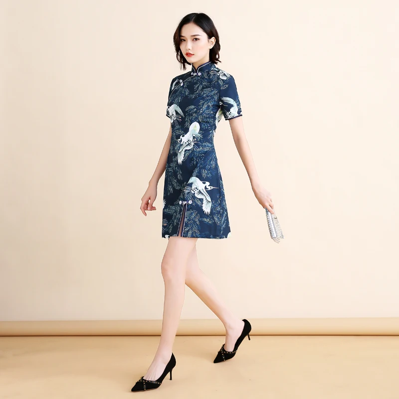 Старый Шанхай Qipao сексуальная девушка короткий рукав Вечеринка Ципао Cheongsam Дамы Цветочные Формальные платья