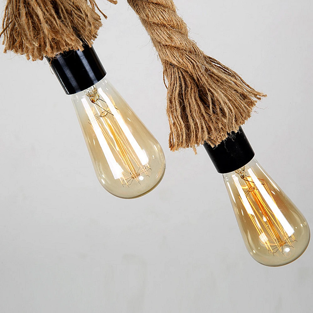 Винтажный подвесной светильник с веревкой индустриальная лампа Эдисона для