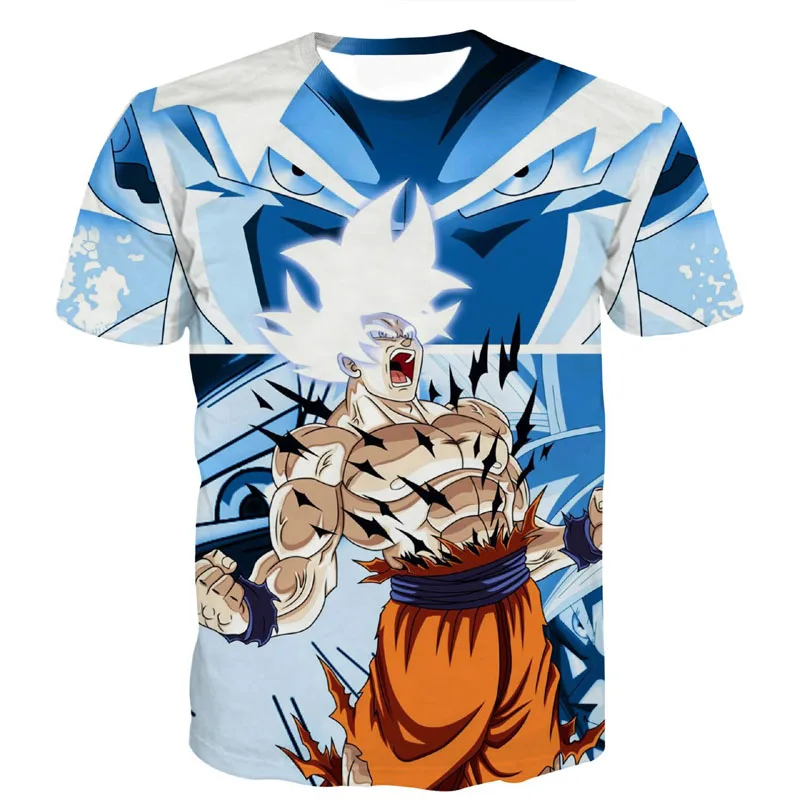 white hair goku Dragon Ball Z футболки мужские летние с 3D принтом супер сайян Сон Гоку черный Вегета Битва Драконий мяч Повседневная футболка Топы футболки - Цвет: white hair goku