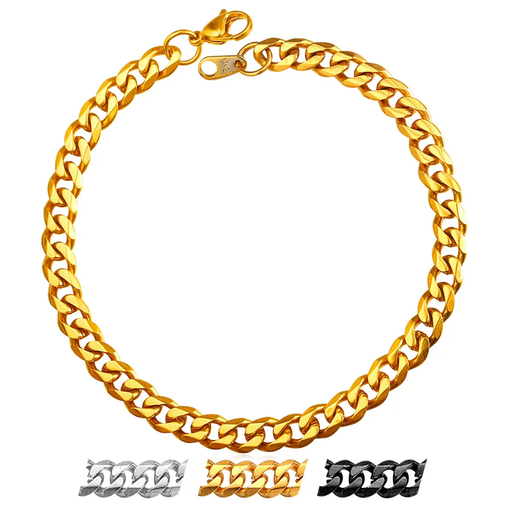 6 мм цвет золотистый браслет с крупными звеньями кубинской браслет-цепочка из