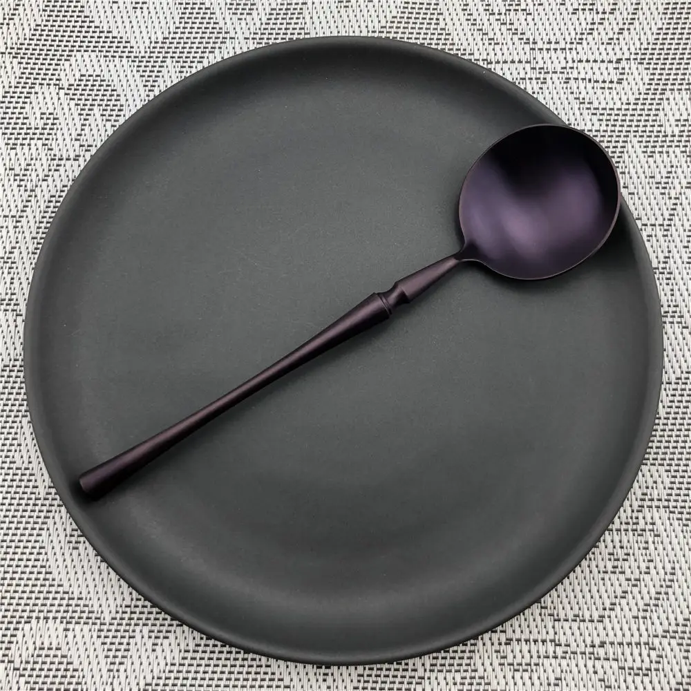 07 Round Spoon Набор фиолетовых столовых приборов в стиле ретро, набор посуды из нержавеющей стали, столовый нож, вилка, ложка, набор столовых приборов, Прямая поставка, 1 шт - Цвет: 07 Round Spoon
