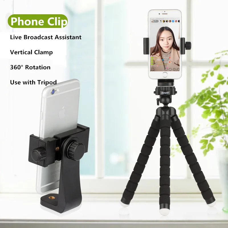 Держатель для смартфона штатив с поворотом на 360 ° Зажим для телефона Вертикальная Горизонтальная съемка штатив подставка для iPhone samsung huawei Xiaomi