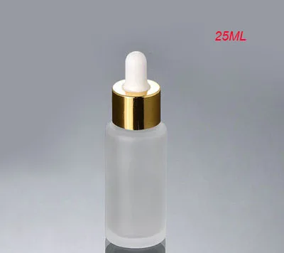 100pcs 25ML frosted glass dropper bottle with gold collar  top , empty 25ml glass bottle with dropper for essential oil