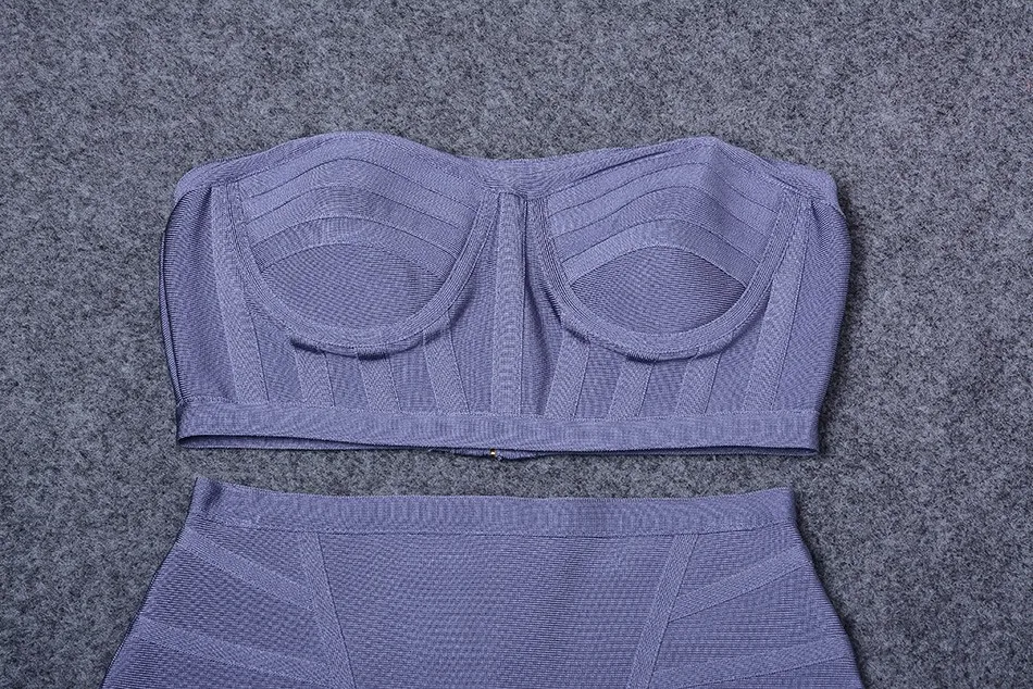 Seamyla, новинка, сексуальное Бандажное платье без бретелек, vestidos verano, летний комплект из 2 предметов, женское облегающее серое вечернее платье знаменитостей