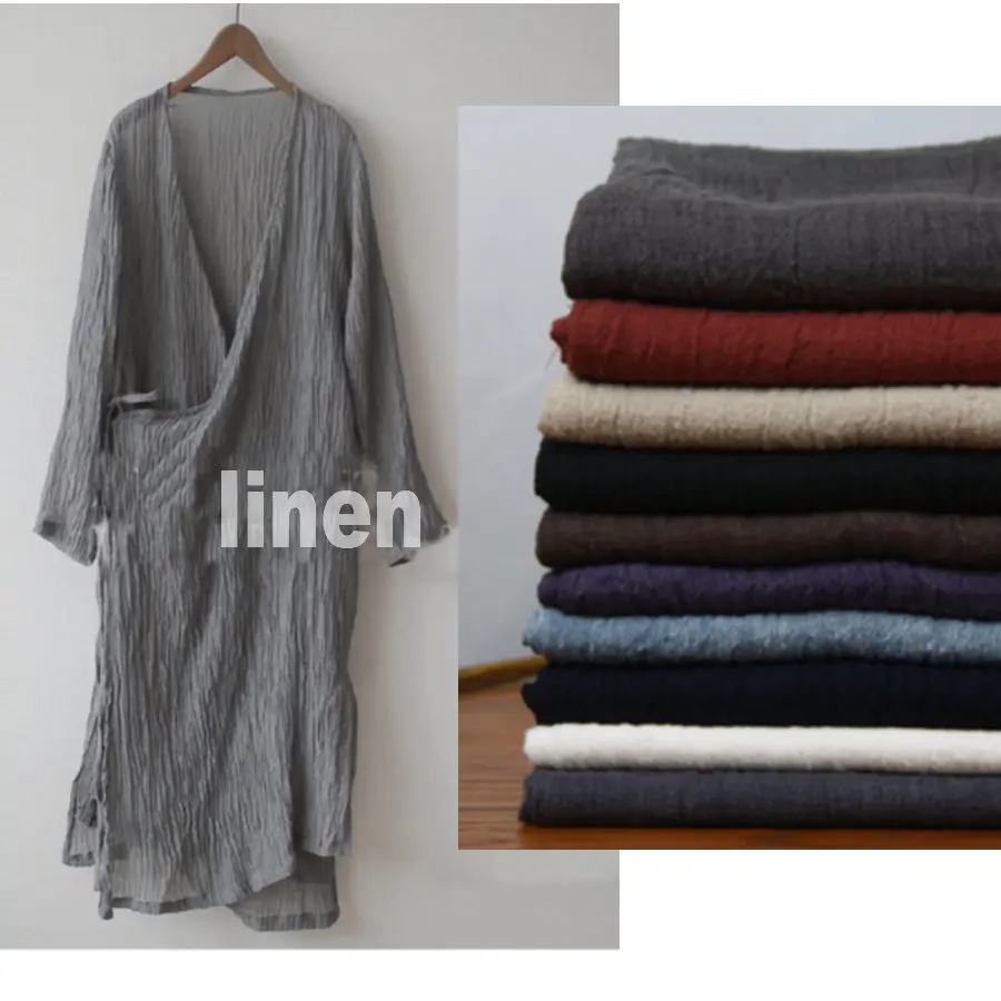 Фото Плиссированное льняное пальто из чистого льна 10 цветов на выбор L1H03|flax linen fabric|linen