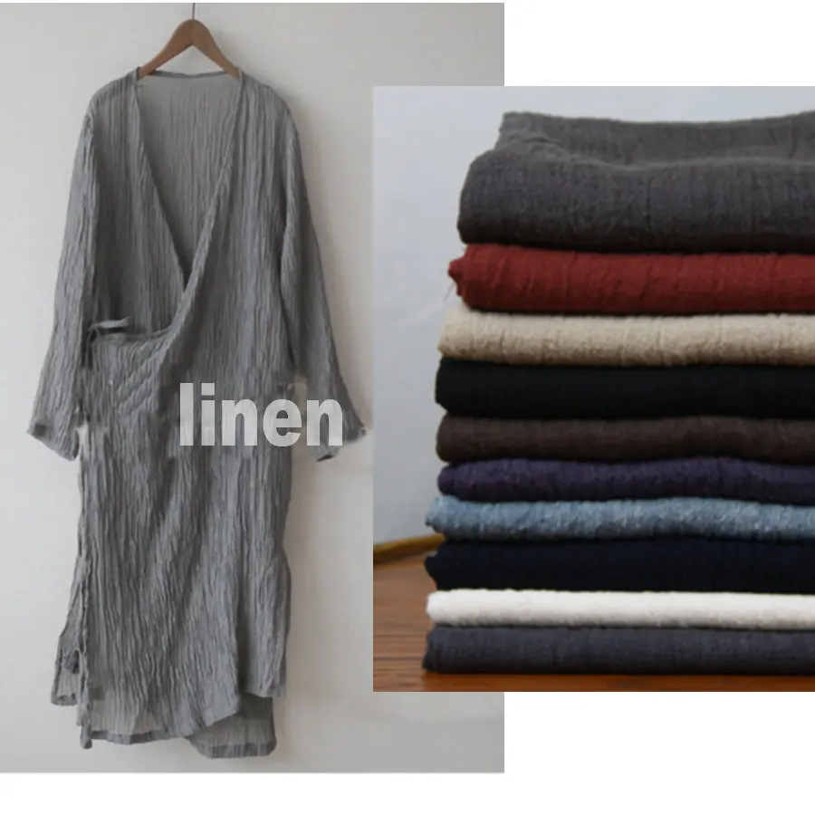 Плиссированное льняное пальто из чистого льна 10 цветов на выбор L1H03|flax linen fabric|linen
