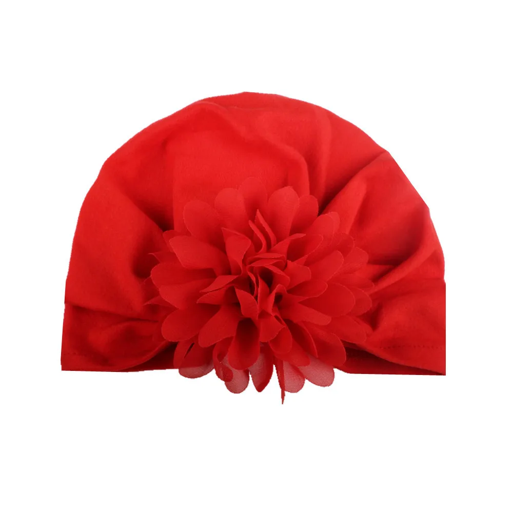 

Nishine 10pcs/lot 14 Colors Kids Turban Hat Flower Children Hat Cotton Blend Newborn Beanie Hat Photo Props Girls Shower Gift