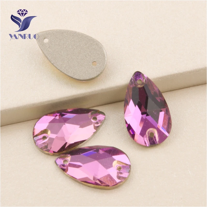 YANRUO 3230 All Sizes Rose Crystal Glitter Diamond Drop Shape Strass Sew On Flatback Rhinestone For Clothing | Дом и сад