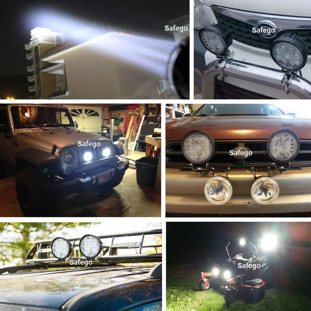 

Safego 27w led work light lamp offroad 4x4 ATV Boat car trucks tractor Fog driving lamp 4inch 12v 24v Led working Lights