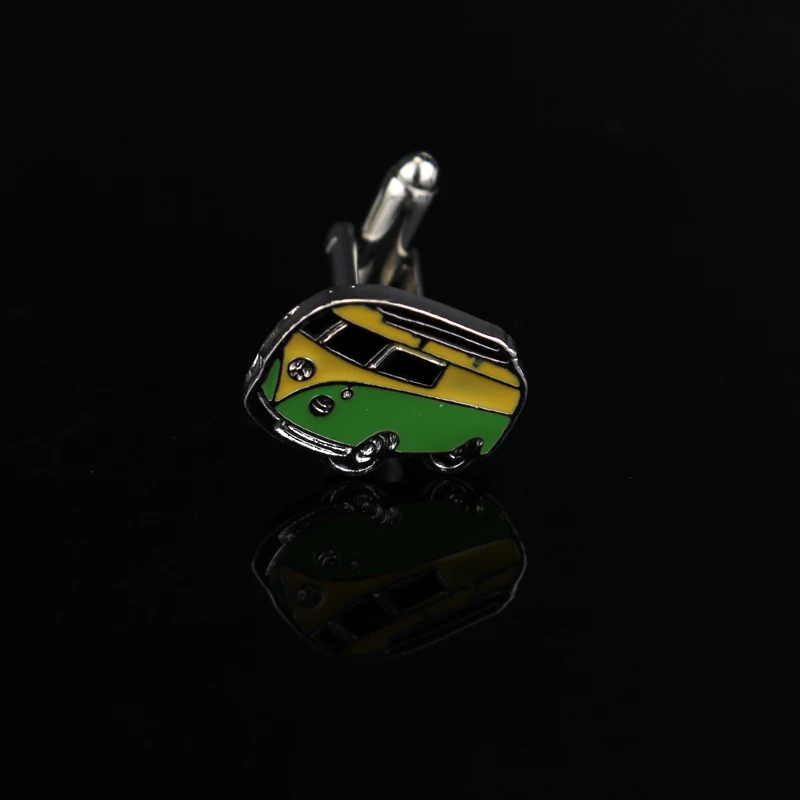 dongshengFashion Classic cars High Quality Green Bus Shape Cufflinks For Men Women Shirt Wedding Gift Cufflink for Party-40 | Украшения и