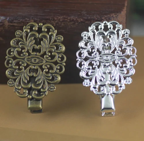 

24*31mm Flower Barrettes Hair Bobby Pin clip with Claw Tray,Bronze/Gold/Silver/Black Hairpin DIY Jewelry Accessorie 100pc