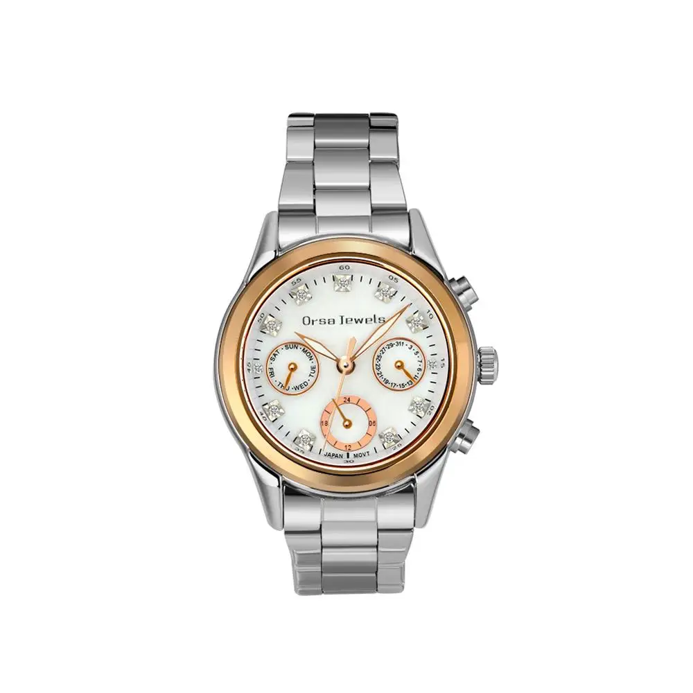 ORSA JEWELS 316L женские часы из нержавеющей стали модные женские кварцевые наручные часы серебряный цвет браслет водонепроницаемые часы OOW11 - Цвет: White Plate