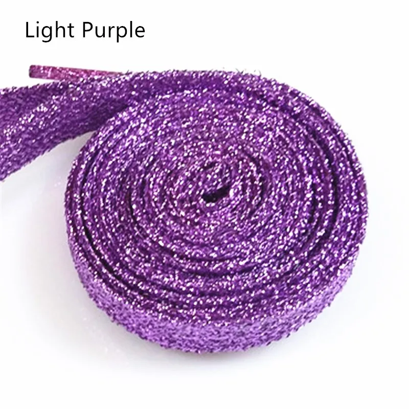 Light Purple-1 Модные 110 см/43 дюйма металлические блестящие плоские шнурки, шнурки для обуви, кроссовки, спортивная обувь, цветные шнурки для бега, шнурки - Цвет: Light Purple-1
