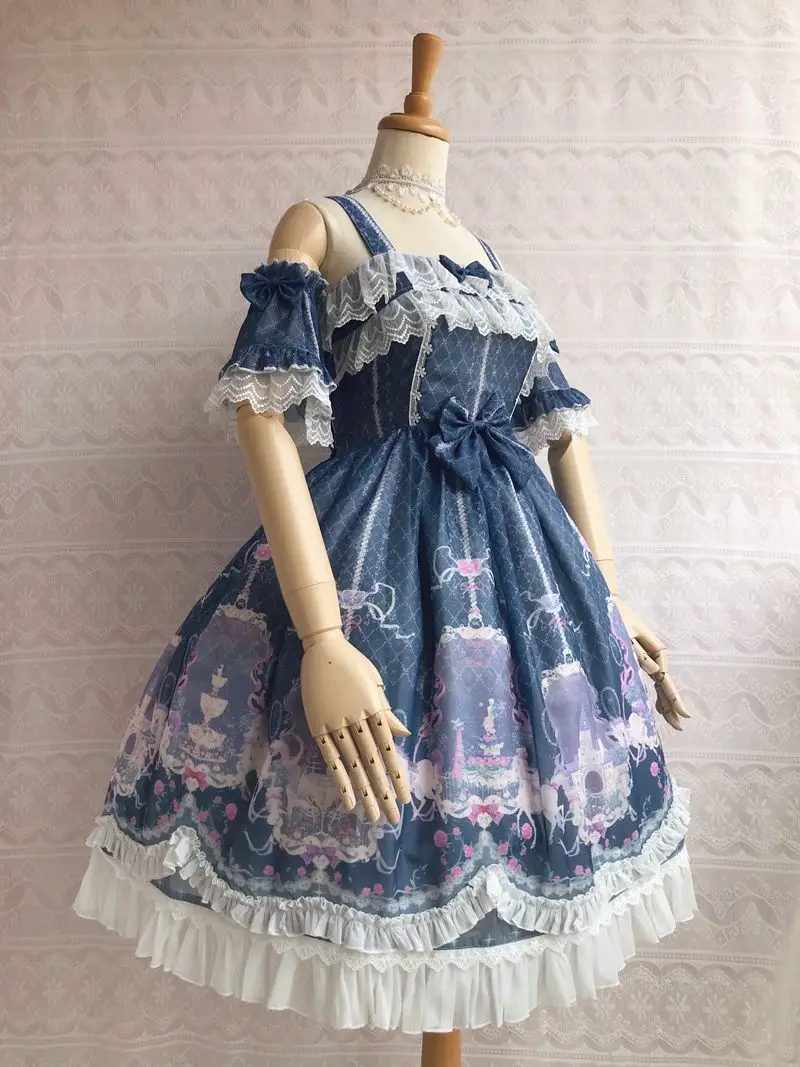 Unicorn's Secret Garden~ сладкий Печатный Лолита JSK платье w. Съемные рукава от Yiliya