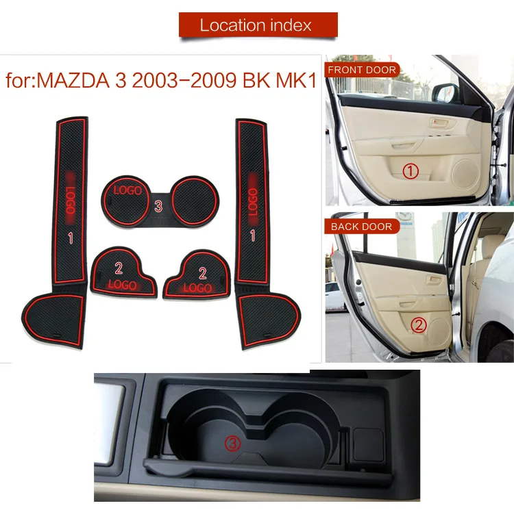 Противоскользящий дверной коврик 5 шт. для Mazda 3 BK 2003 2004 2005 2006 2007 2008 2009 MK1 MPS| |