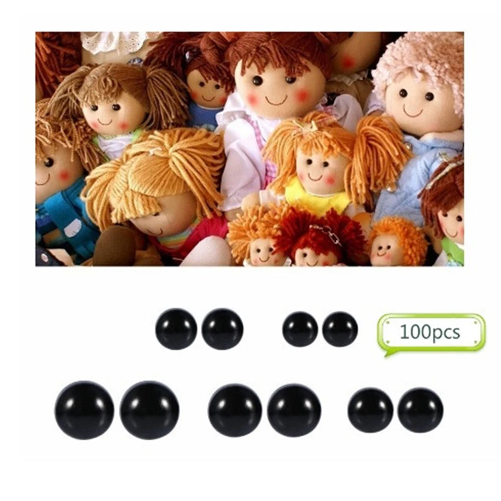 100 шт. 6 мм/8 мм/9 мм/10 мм/12 мм DIY безопасные пластиковые глаза и 100 шт. шайбы куклы игрушки Аксессуары для изготовления животных Craft глаза