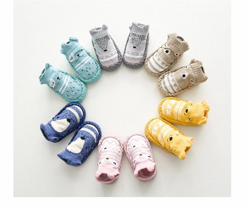 2019 модные детские носки с резиновой подошвой для новорожденных Осень зима пола