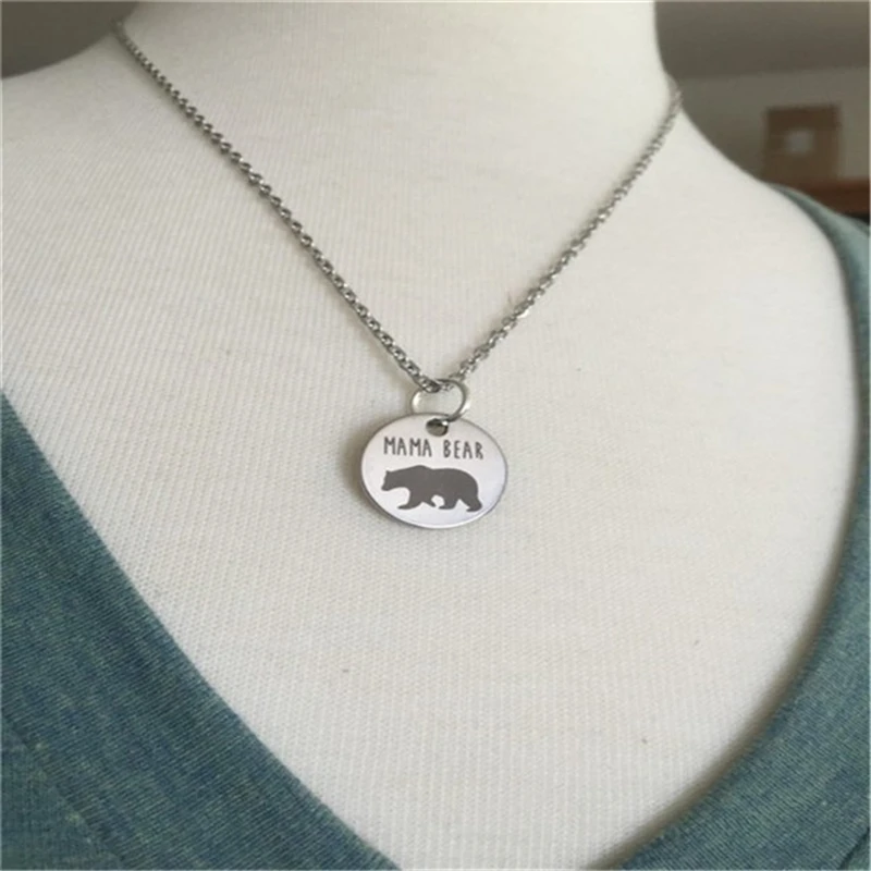 30 шт./лот Большая распродажа круглое ожерелье с надписью мама медведь лесной