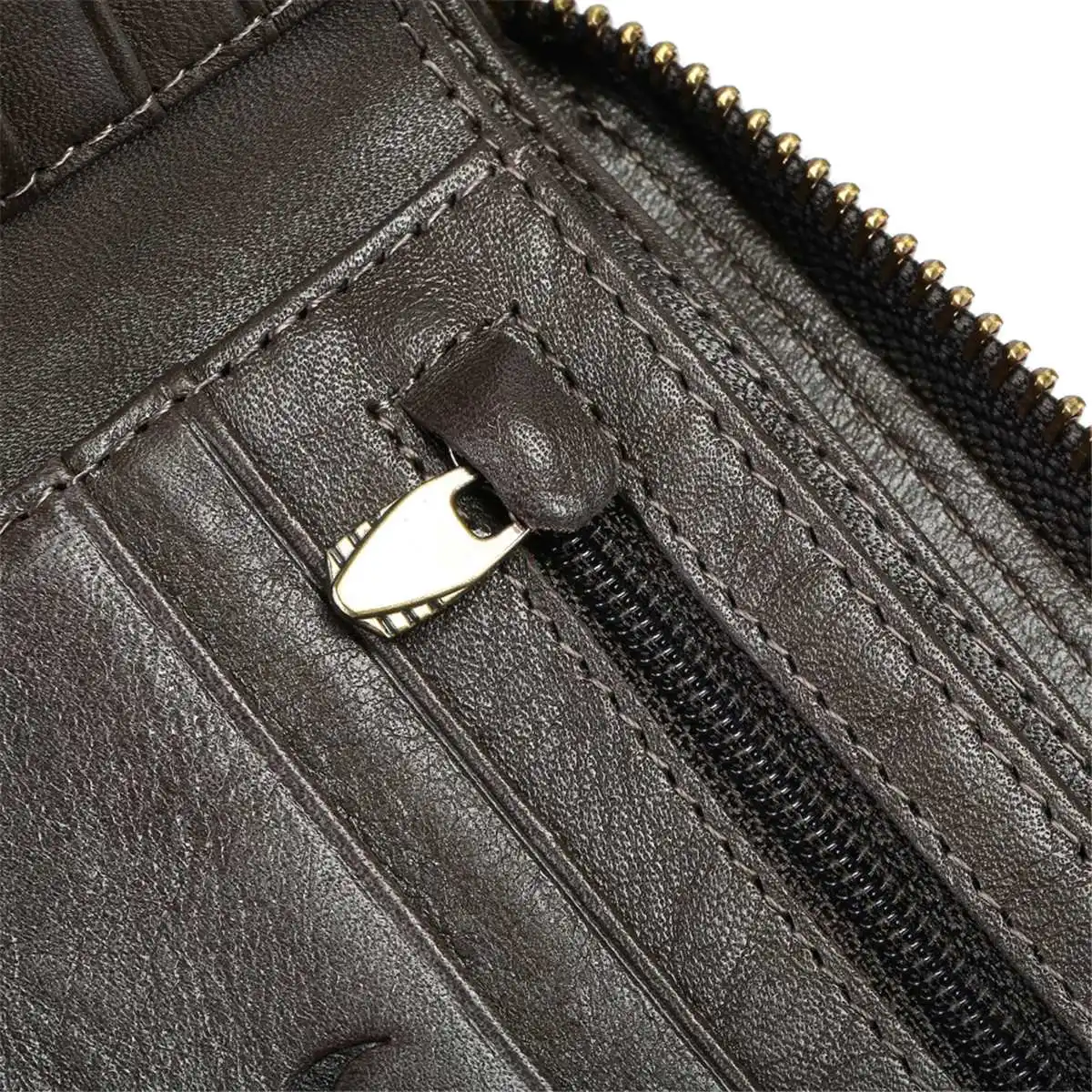 Bullcaptain RFID Antimagnetic Vintage Genuine Leather 11 Card Slots Coin Bag Wallet For Men