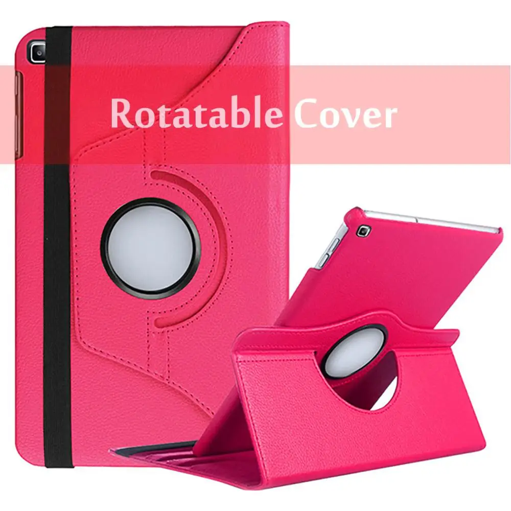 Rotatable Rose Red Вращающийся на 360 чехол для samsung Galaxy Tab A 10,1 T510 T515 чехол-подставка из искусственной кожи для SM-T510 SM-T515 10,1 дюймов - Цвет: Rotatable Rose Red