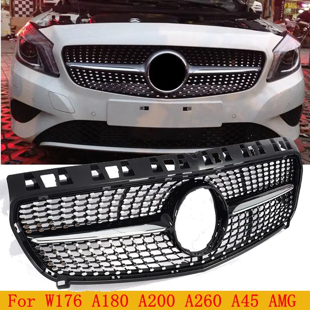 ABS Алмазная Передняя решетка решетки для Mercedes Benz W176 A CLASS A180 A200 A260 A45 AMG 2013 2014 2015 2016