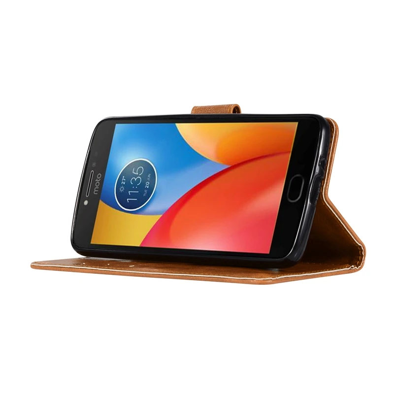 Роскошный чехол для Motorola Moto E4 Plus из мягкого ТПУ и кожи флип-чехол телефона XT1773 Etui
