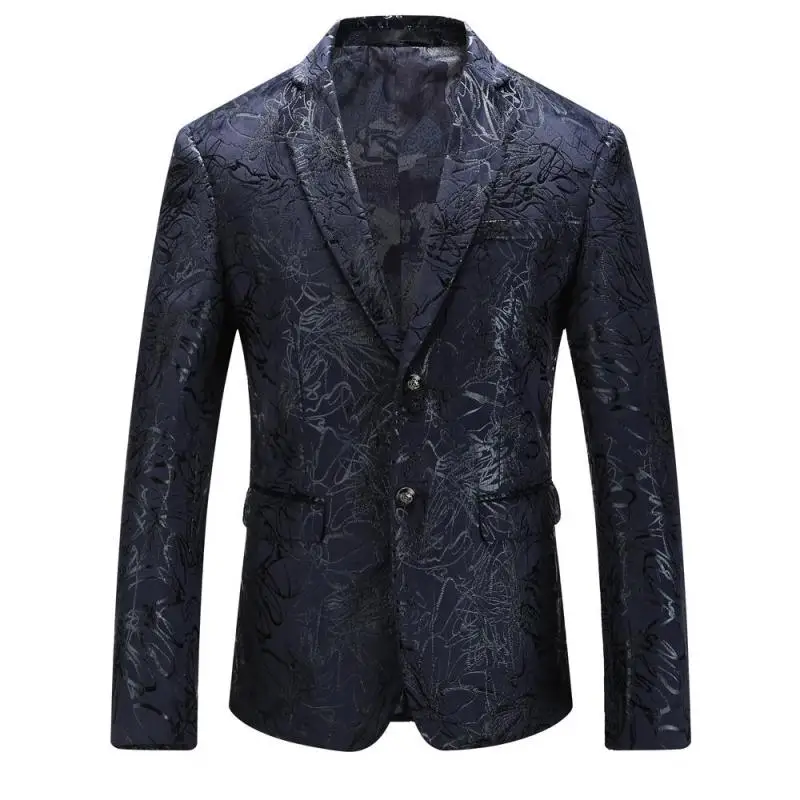 

GUIXIANG 2017 autumn new arrival men's leisure business woolen embroidered suit men printing coat jacket blazers suits full size