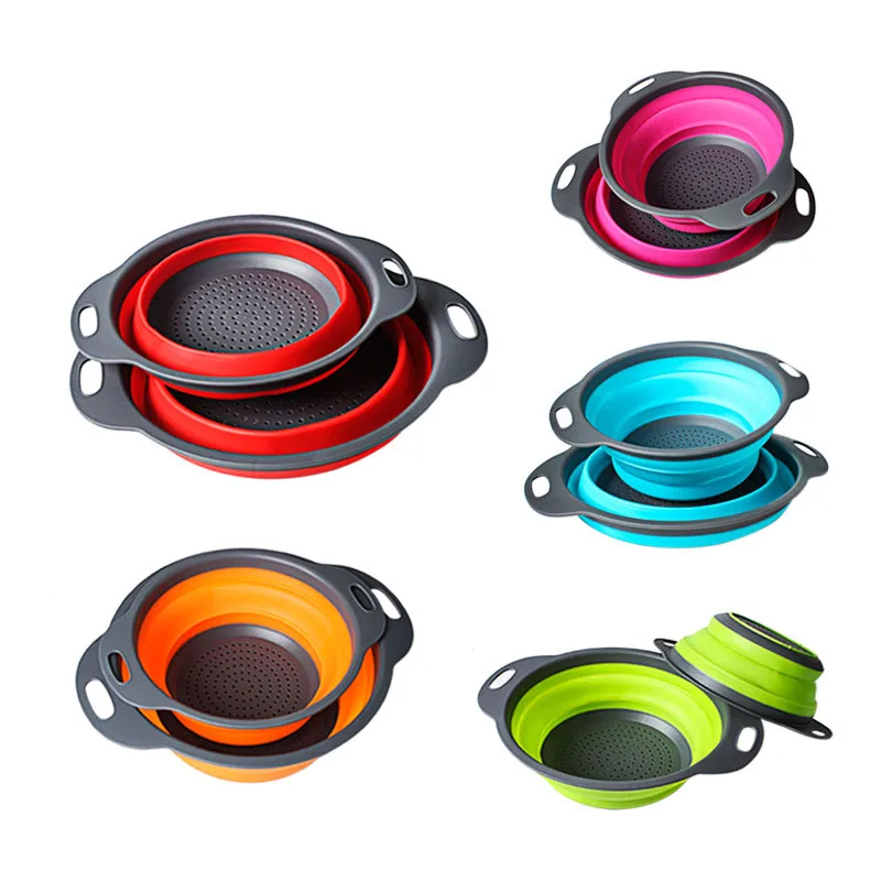 2 шт./компл. складной силиконовый дуршлаг корзина для мытья фруктов и овощей