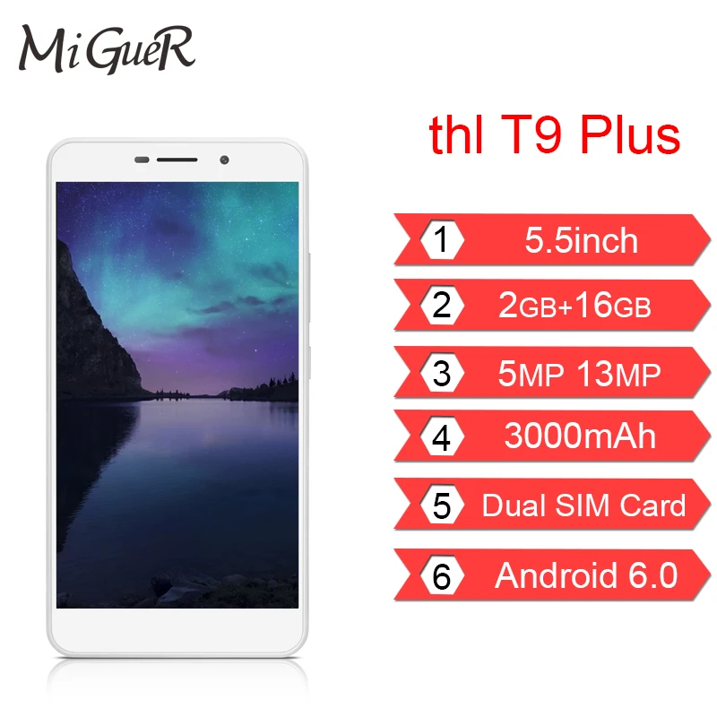 Оригинальный THL T9 Plus 5 HD мобильный телефон mtk6737 четыре ядра 1 3 ГГц 2 ГБ + 16 двойной