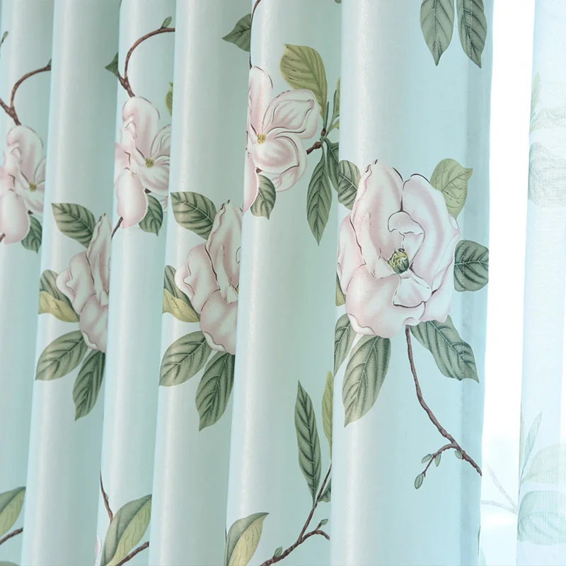Green Curtain Цветочные Печатных Затемненные Окна Двери Шторы для Гостиной Спальни Детей Детская Комната Кухня Главная Декоративные Занавески, Шторы - Цвет: Green Curtain