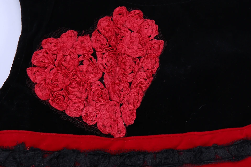 Осеннее платье принцессы для девочек без рукавов с красным сердечком детская