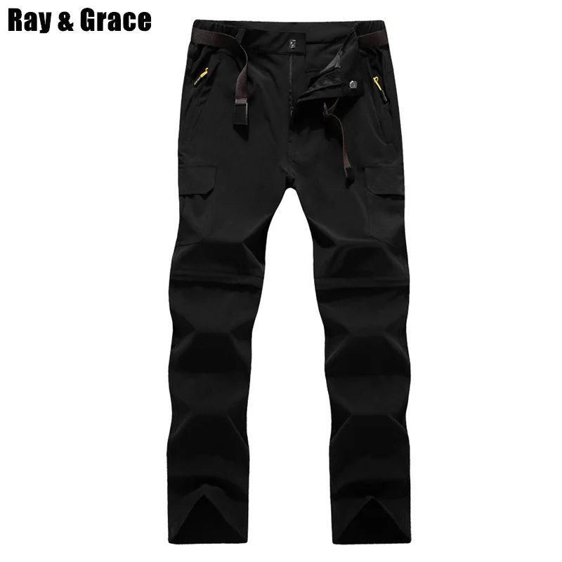 RAY GRACE отстегивающиеся брюки, шорты для женщин и мужчин, летние уличные походные брюки, водонепроницаемые быстросохнущие брюки-карго, брюки для альпинизма, треккинга
