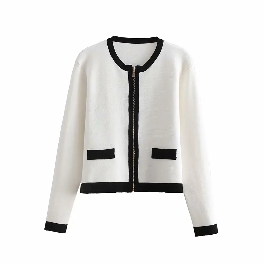 2018 Autumn Fashion Women Zipper Design Cardigan Sweaters Contrast Color Long Sleeve Sweater Cardigans BB494 |