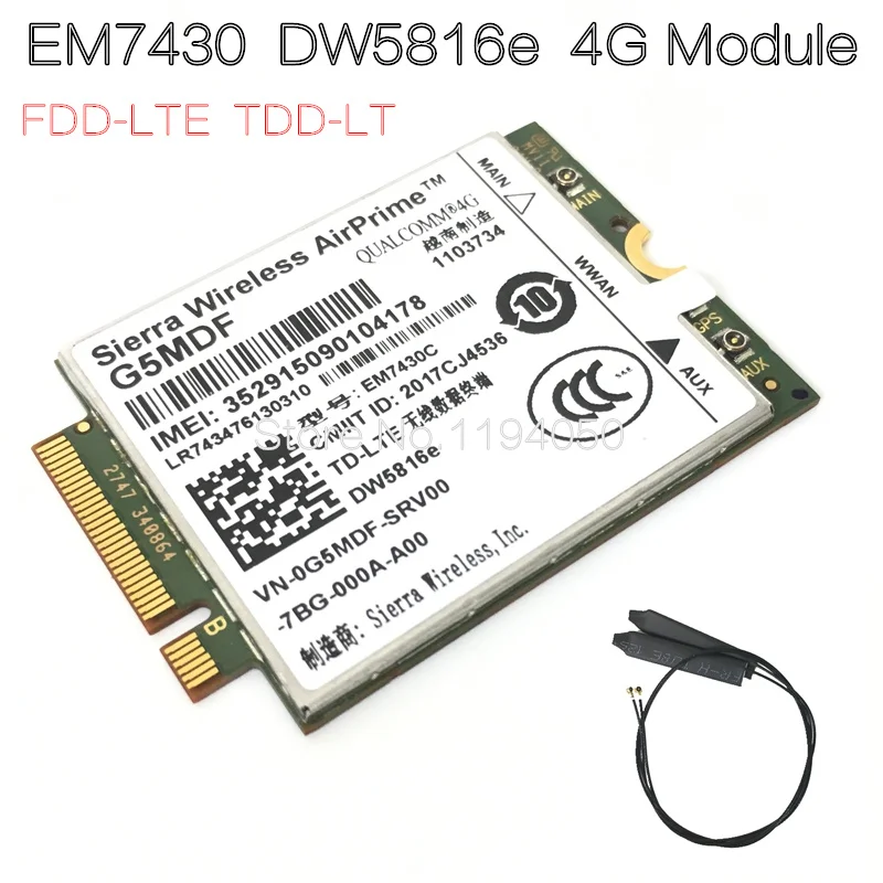 EM7430 DW5816e GOBI6000 4G сим-карту LTE DW5816 для Dell Latitude 7280 7285 7290 7389 7390 7480 7490 E7470 Cat6 300M 4G модуль