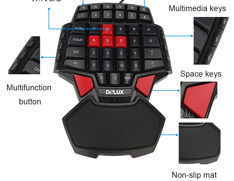 Delux Gamer Gaming T9 комбинированный набор клавиатура и мышь ПК профессиональная проводная клавиатура с 3200 dpi USB светодиодный игровая мышь