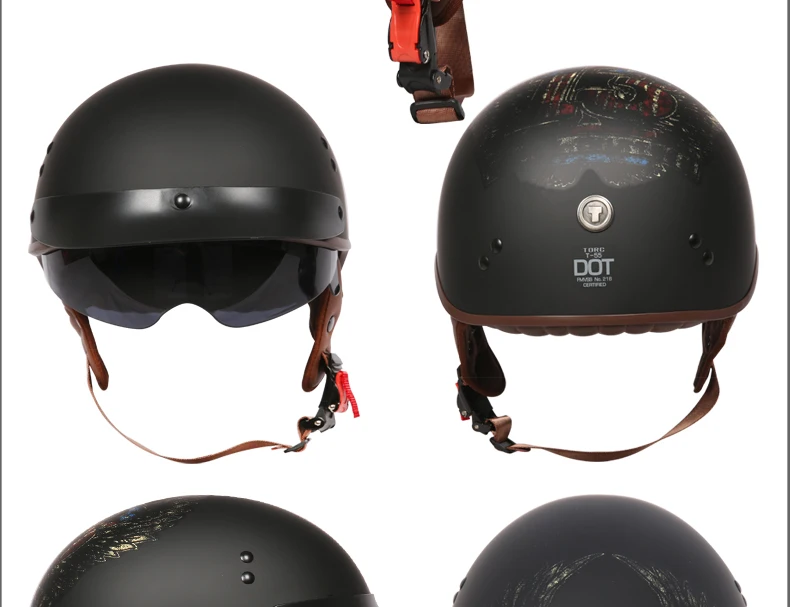 TORC T55 moto rcycle шлем винтажный шлем Ретро Скутер полушлем с внутренним козырьком объектив casco moto DOT capacete