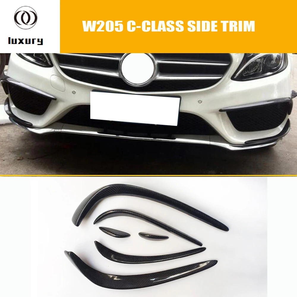 W205 углеродное волокно передний бампер боковые каналки сплиттер для Benz C180 C200 C300 C43