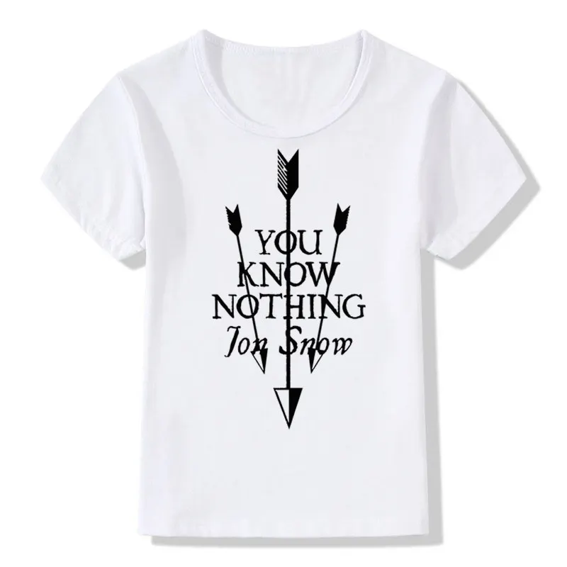 Модная футболка с принтом You Know Nothing Jon Snow для мальчиков и девочек детская Детские