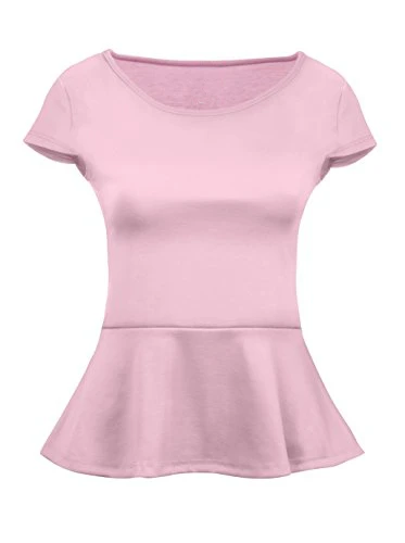 Customize Short Sleeve Womens Peplum Shirt Reg and Plus Size Ruffles Top | Женская одежда
