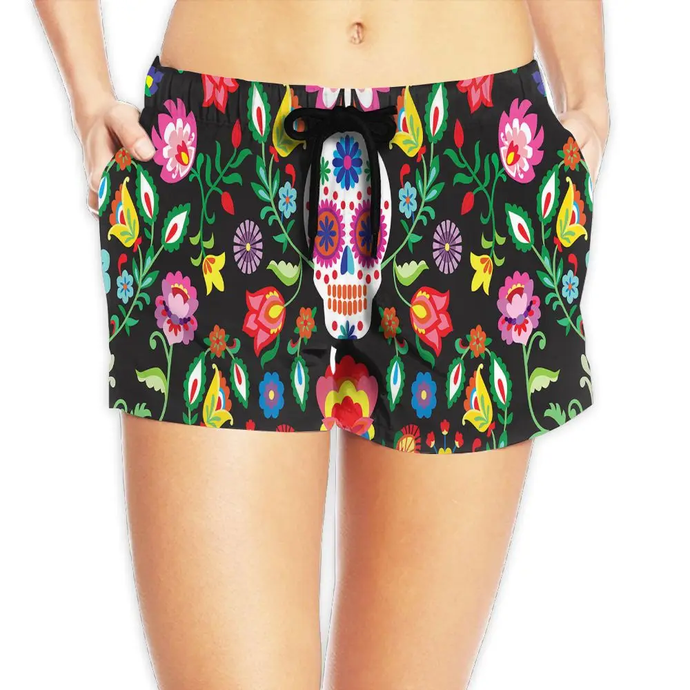 SAMCUSTOM New Women's Quick-drying Beach seaside Casual Shorts pink sugar skull 3D printing Custom Summer Girl Home | Женская одежда