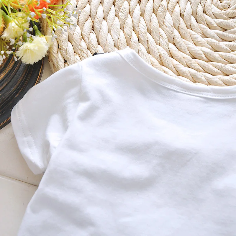 Модная Детская летняя одежда из 2 предметов с фальш-вставкой комплект футболкой