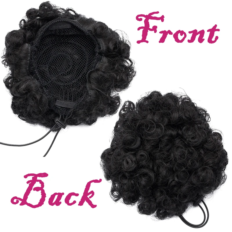 S-noilite Puff афро короткие кудрявые вьющиеся волосы булочка синтетические шиньон