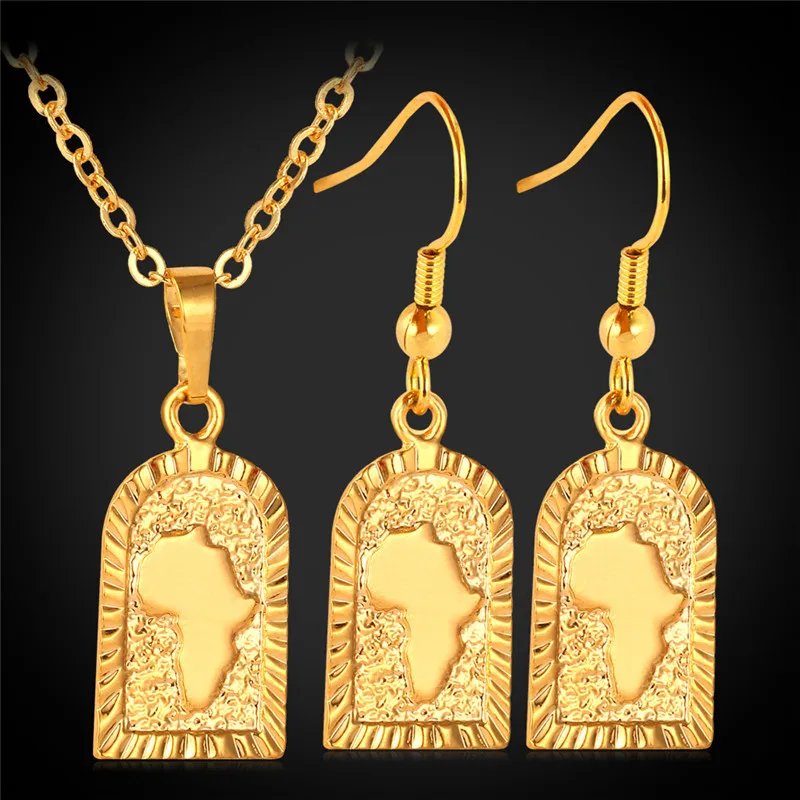 Комплект ювелирных изделий из колье и серёг с подвеской в виде карты|african fashion jewelry