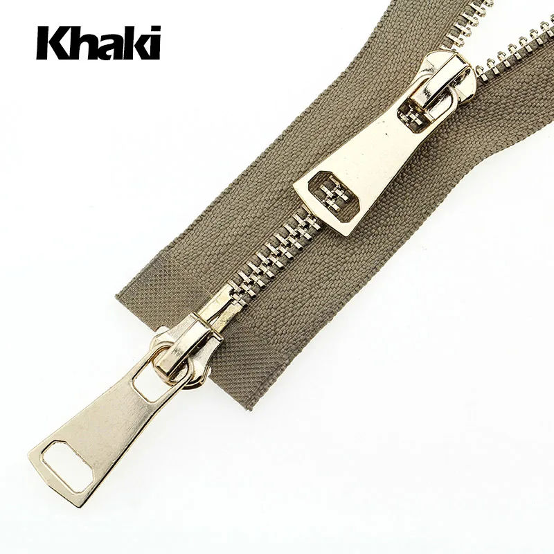khaki 5# разъемная застежка-молния двойными собачками good Market 60/70/80/90/100/120/150 см автоматический металлический замок розовое золото застежка-молния - Цвет: khaki