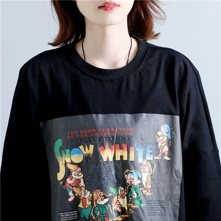 5XL 6XL 2017 Harajuku Негабаритных Женщины Толстовки Кофты Kawaii Одежда Мультфильм Черный
