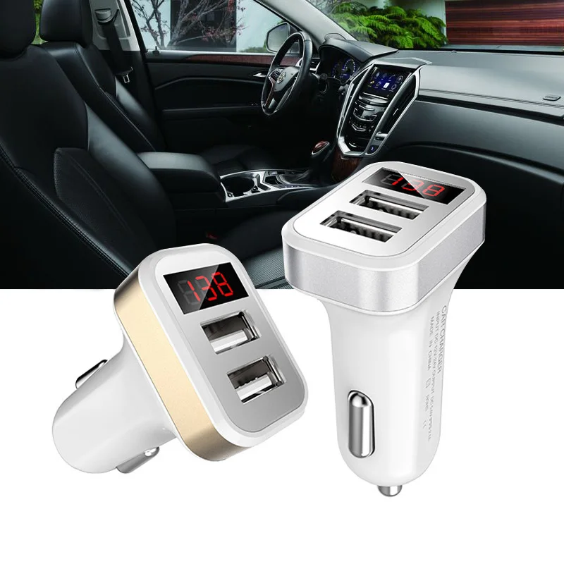 Автомобильное зарядное устройство цифровой дисплей двойной порт USB адаптер 2.1A