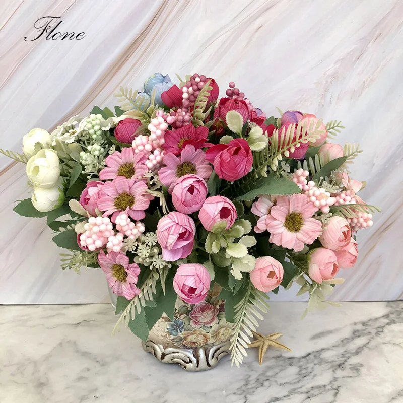 Flone искусственный шелк букет для свадьбы DIY дисплей Цветок гостиной Европейский